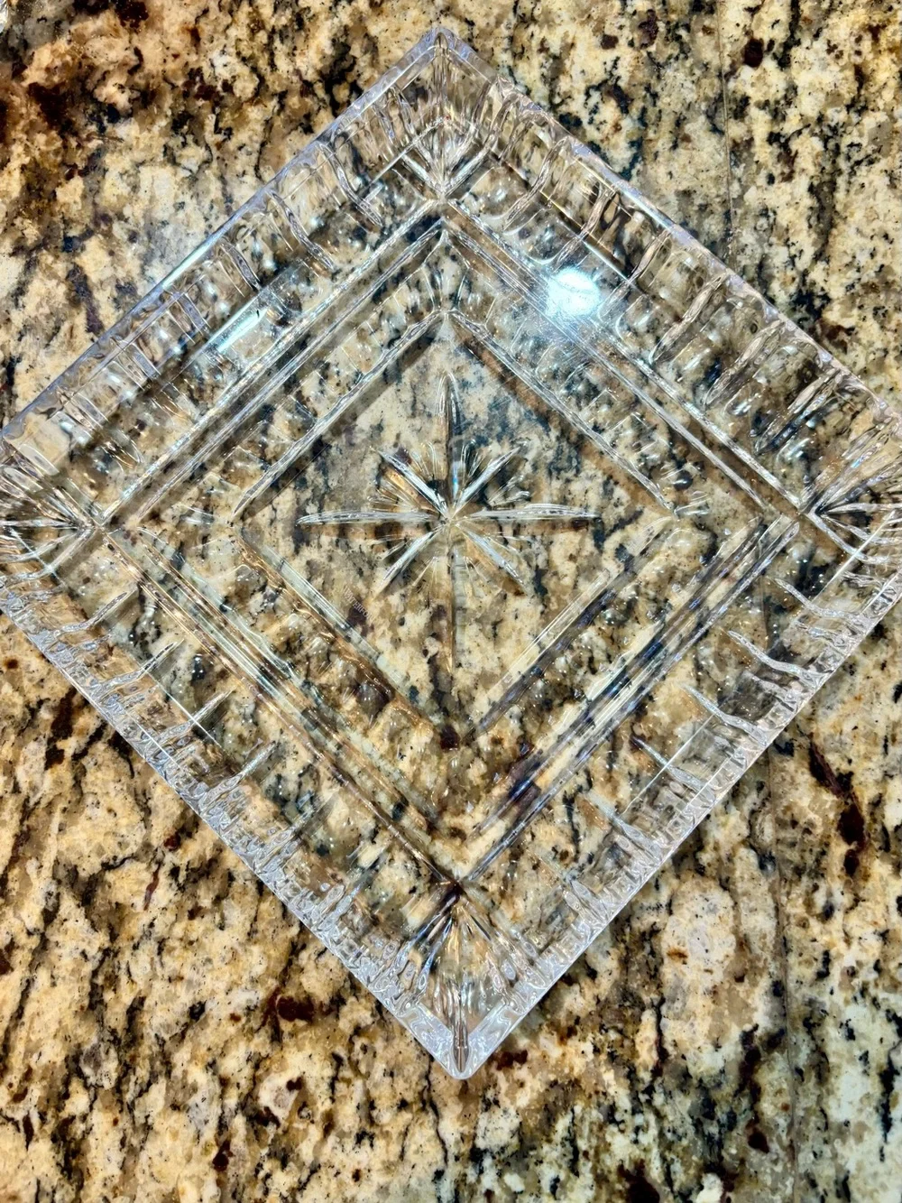 Waterford Crystal Clear Cut-Glass Square Serving Platter 10”